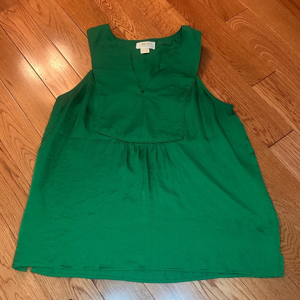 Maeve by Anthropologie Emerald Green Sleeveless V-Notch Tank